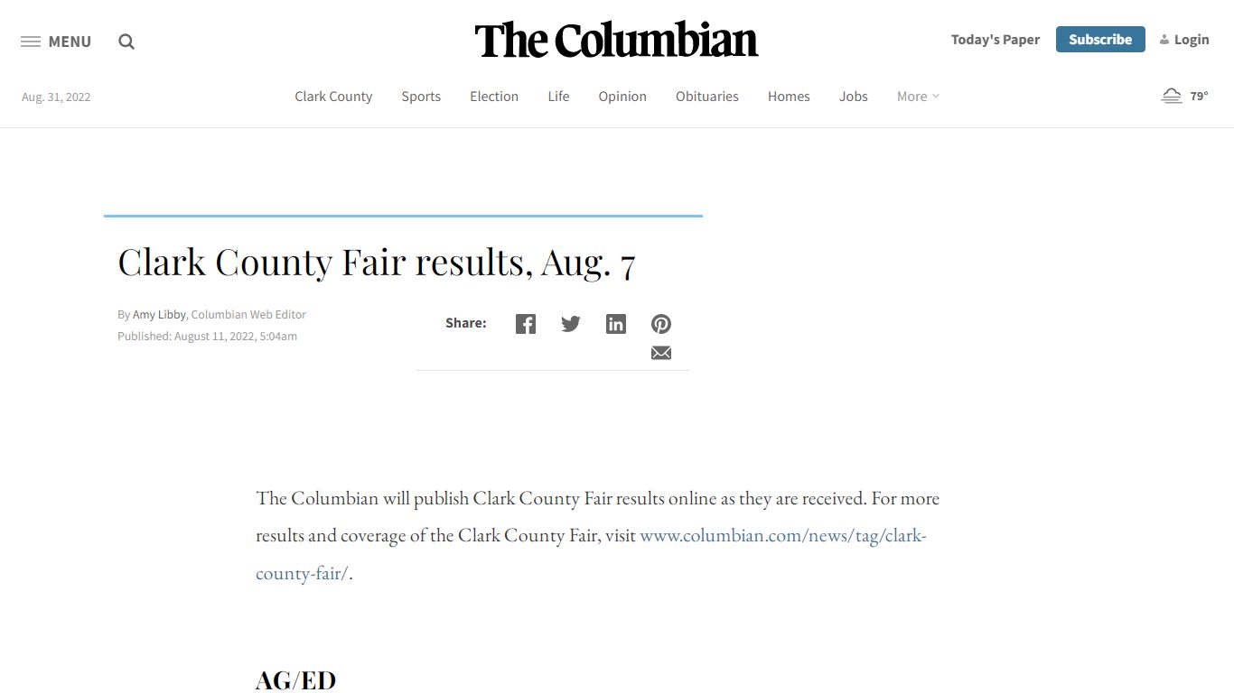 Clark County Fair results, Aug. 7 - The Columbian